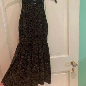 Sparkly/shimmery gold and black halterneck dress